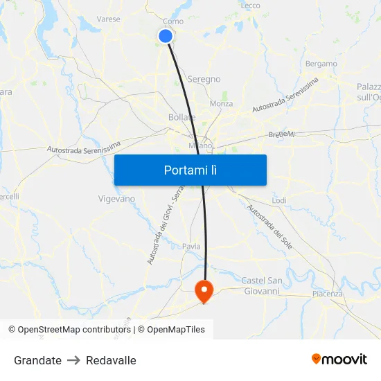 Grandate to Redavalle map