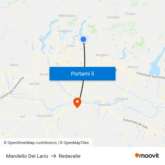 Mandello Del Lario to Redavalle map