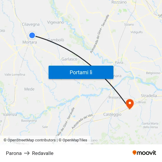 Parona to Redavalle map