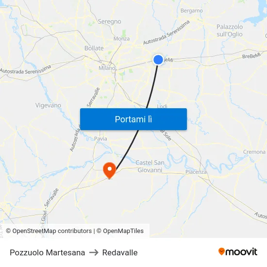 Pozzuolo Martesana to Redavalle map