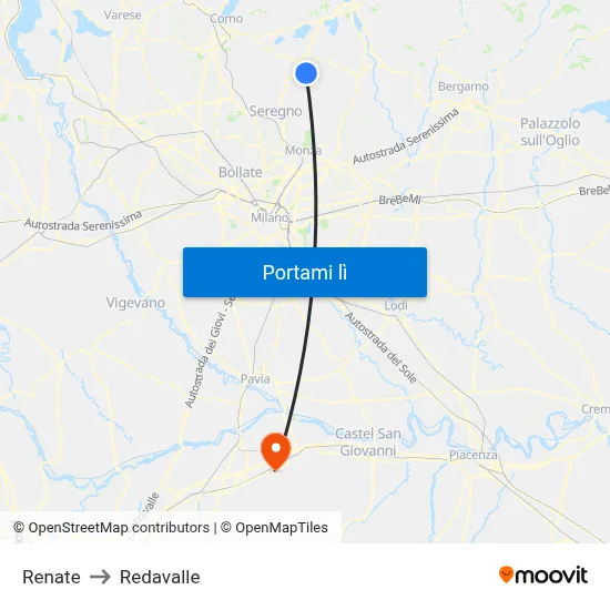 Renate to Redavalle map