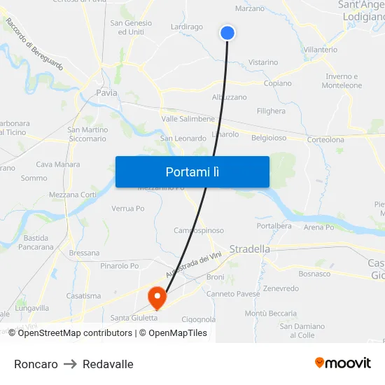 Roncaro to Redavalle map