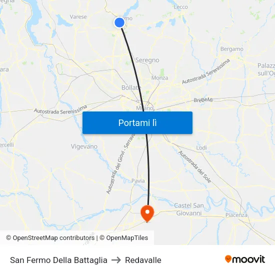 San Fermo Della Battaglia to Redavalle map