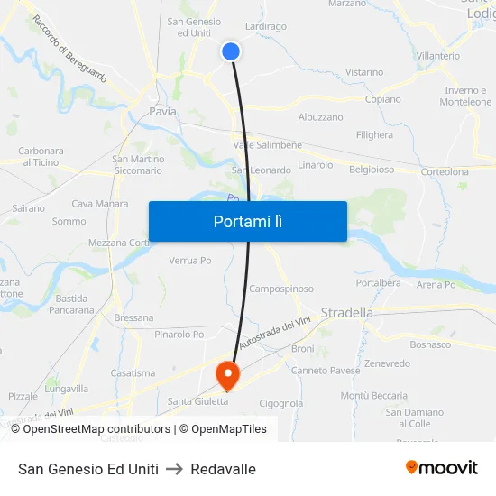 San Genesio Ed Uniti to Redavalle map