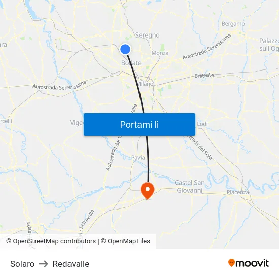 Solaro to Redavalle map