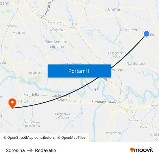 Soresina to Redavalle map