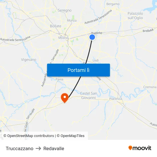 Truccazzano to Redavalle map