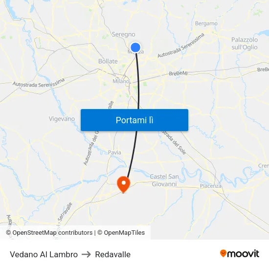 Vedano Al Lambro to Redavalle map