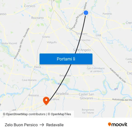 Zelo Buon Persico to Redavalle map
