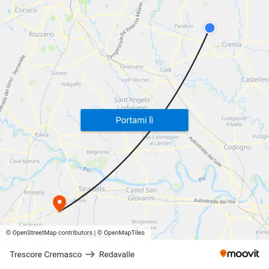 Trescore Cremasco to Redavalle map