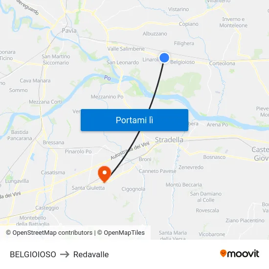 BELGIOIOSO to Redavalle map