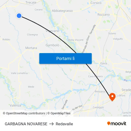 GARBAGNA NOVARESE to Redavalle map