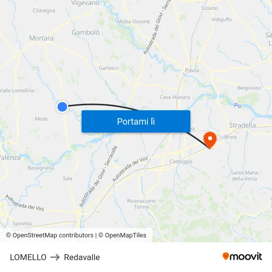 LOMELLO to Redavalle map