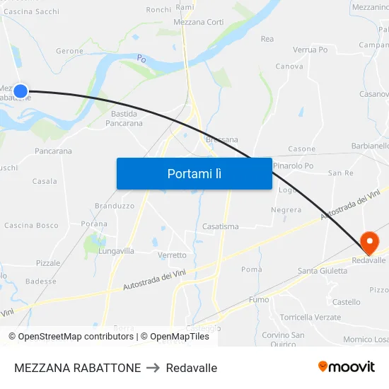 MEZZANA RABATTONE to Redavalle map