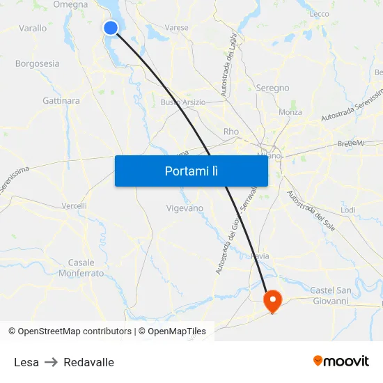 Lesa to Redavalle map