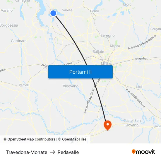 Travedona-Monate to Redavalle map