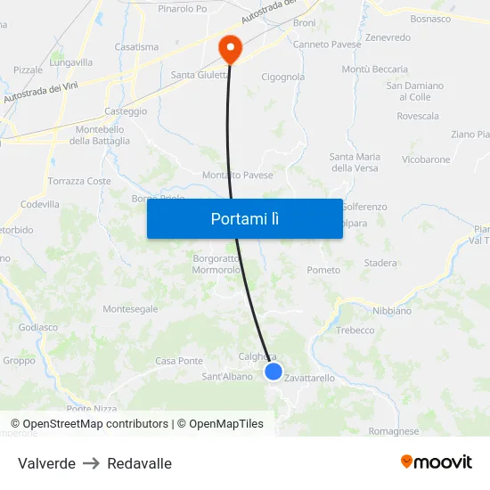 Valverde to Redavalle map