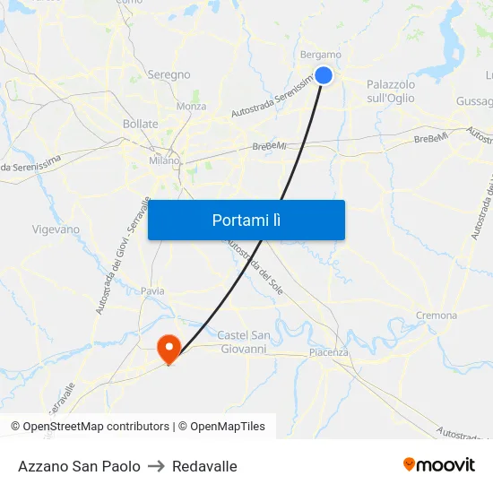 Azzano San Paolo to Redavalle map