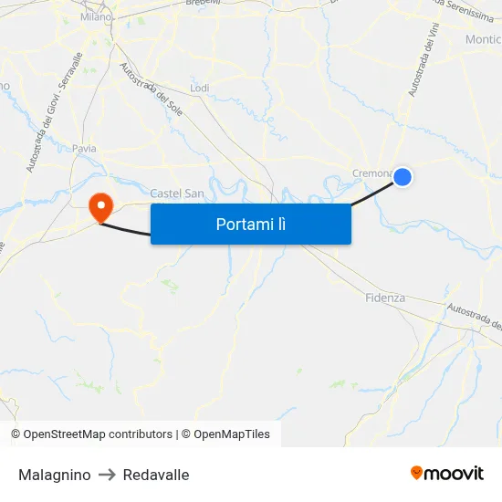 Malagnino to Redavalle map