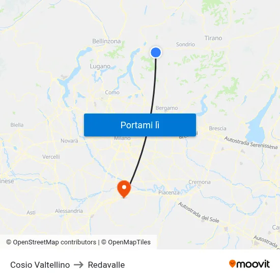 Cosio Valtellino to Redavalle map