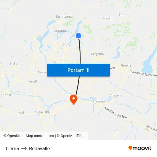 Lierna to Redavalle map