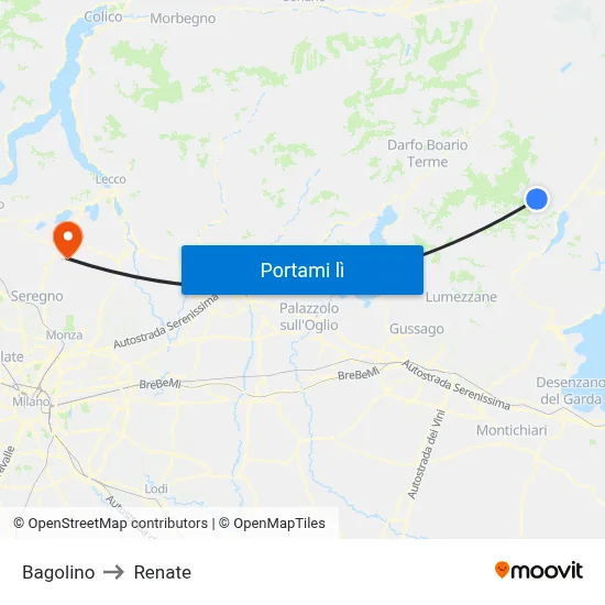 Bagolino to Renate map