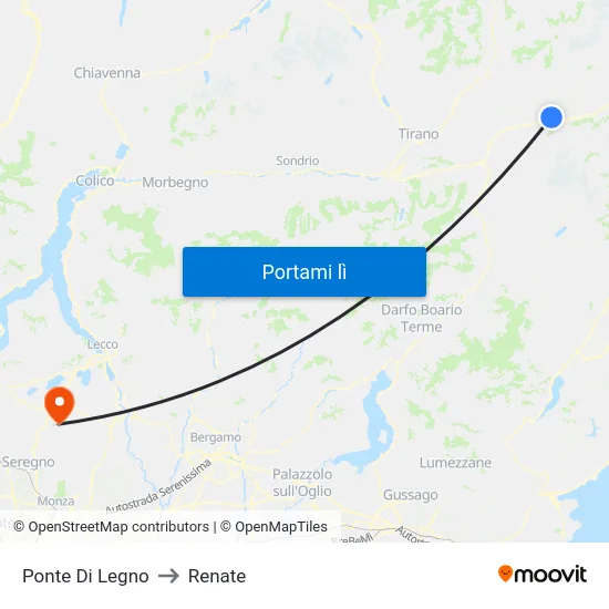 Ponte Di Legno to Renate map