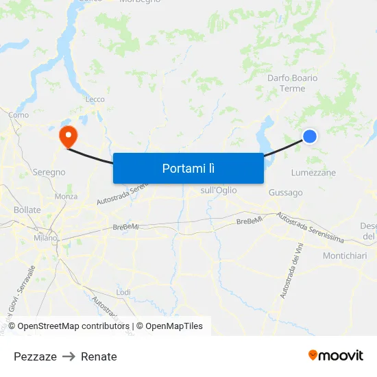 Pezzaze to Renate map