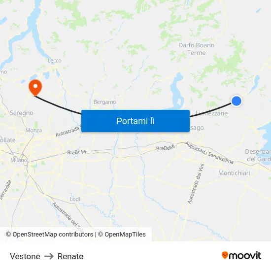 Vestone to Renate map