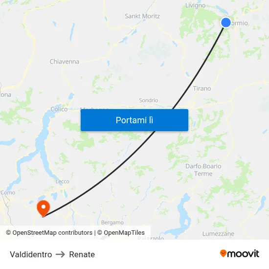 Valdidentro to Renate map