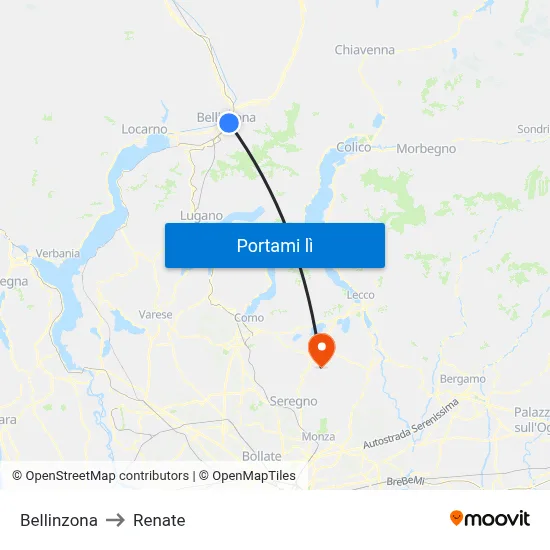Bellinzona to Renate map