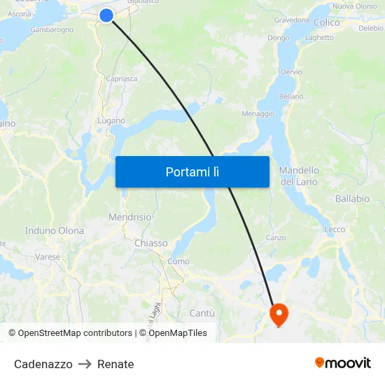 Cadenazzo to Renate map