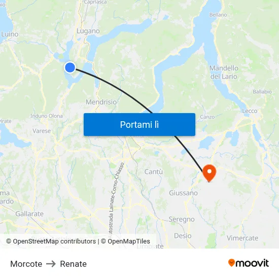 Morcote to Renate map