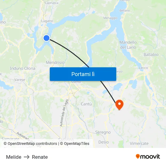 Melide to Renate map