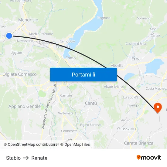 Stabio to Renate map
