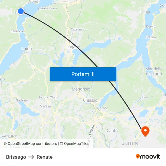 Brissago to Renate map