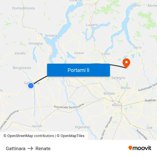 Gattinara to Renate map