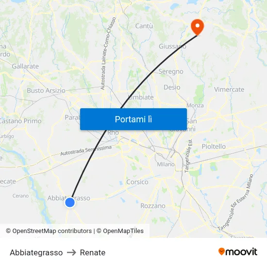 Abbiategrasso to Renate map