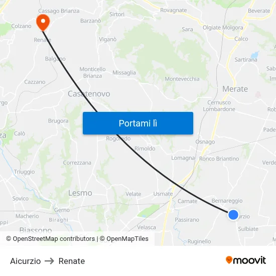 Aicurzio to Renate map