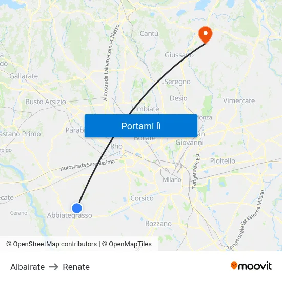 Albairate to Renate map