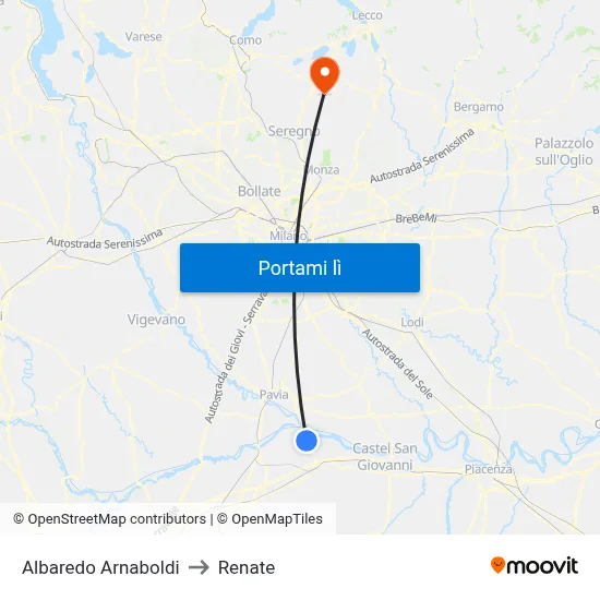 Albaredo Arnaboldi to Renate map