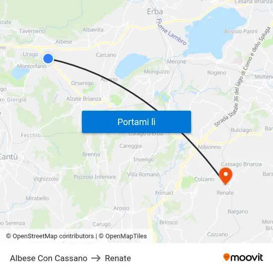 Albese Con Cassano to Renate map