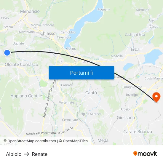 Albiolo to Renate map