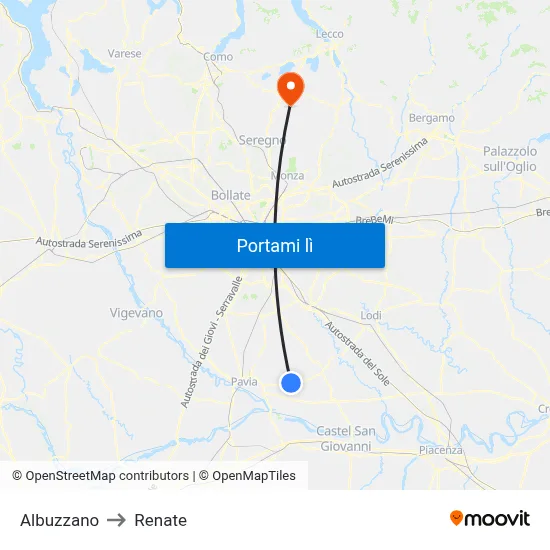 Albuzzano to Renate map