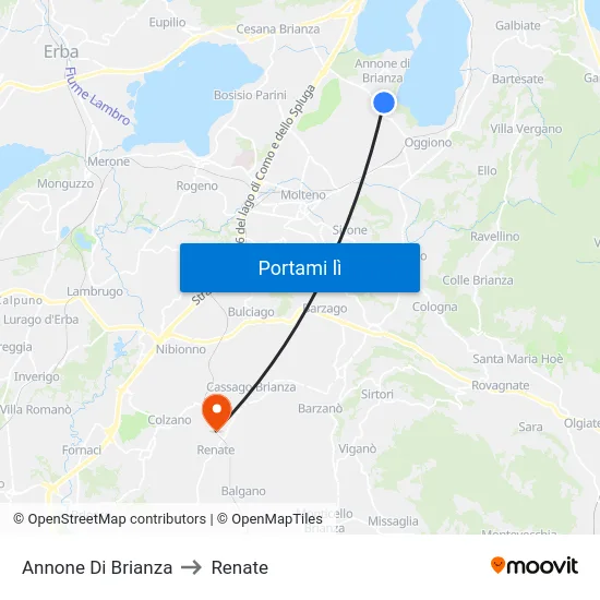 Annone Di Brianza to Renate map