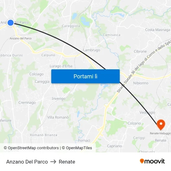 Anzano Del Parco to Renate map