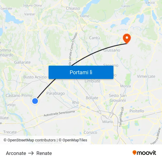 Arconate to Renate map