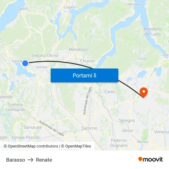 Barasso to Renate map