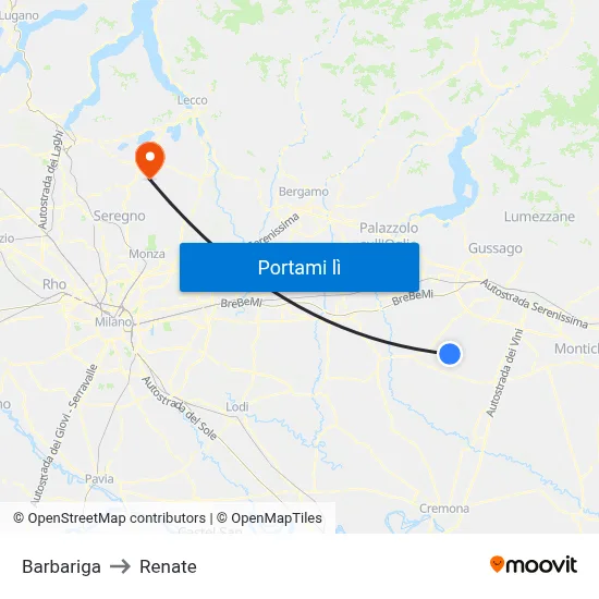 Barbariga to Renate map