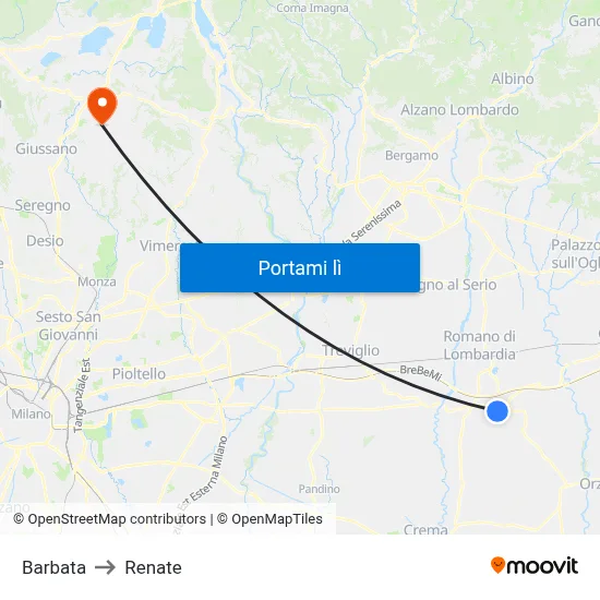 Barbata to Renate map